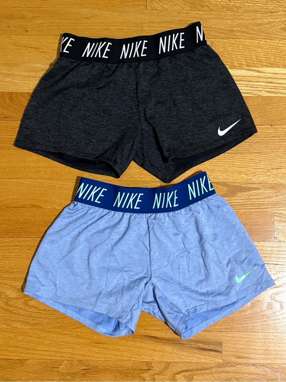 Nike Girl’s Athletic Shorts Duo - Black & Light Blue Sz M